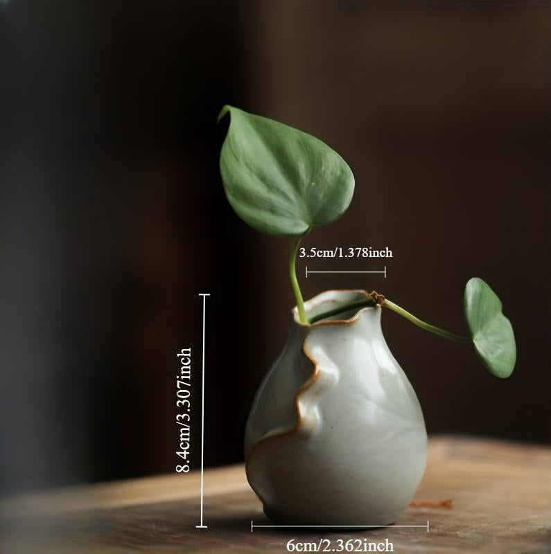 Vase décoratif en céramique – Glaçure craquelée et accents dorés élégants