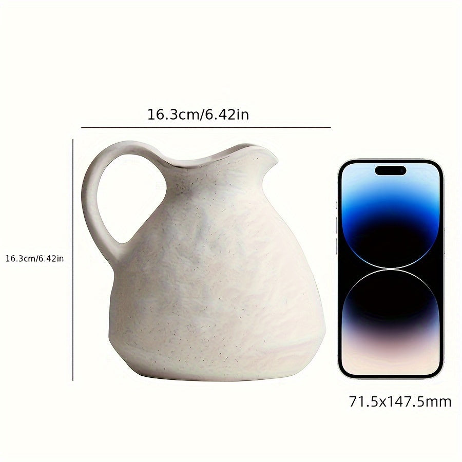 Vase bouilloire en céramique – Style ferme blanc avec poignée décorative