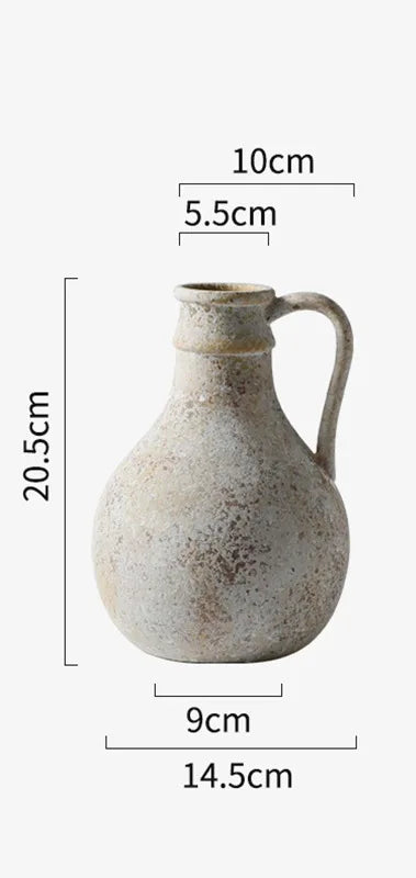 Vase décoratif en céramique – Style Wabi-Sabi artisanal et finition vieillie