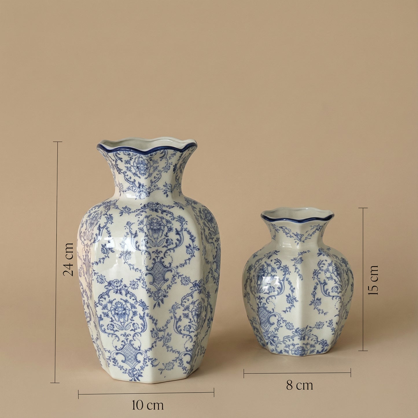 Vase décoratif en céramique bleue et blanche – Décoration intérieure moderne