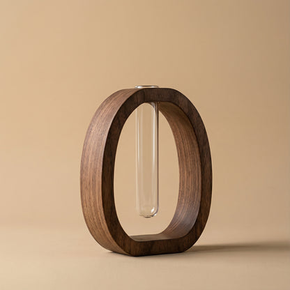 Vase décoratif design en verre et bois – Décoration intérieure moderne