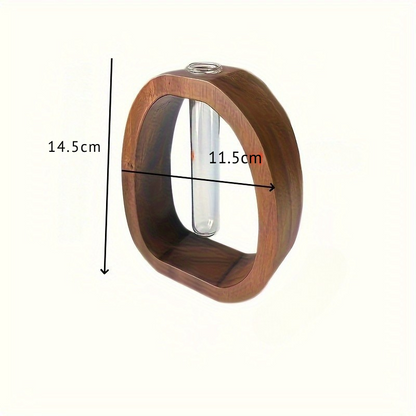 Vase décoratif en verre et bois – Design contemporain pour arrangements floraux