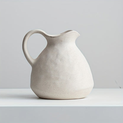 Vase bouilloire en céramique – Style ferme blanc avec poignée décorative