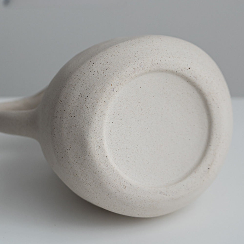 Vase bouilloire en céramique – Style ferme blanc avec poignée décorative