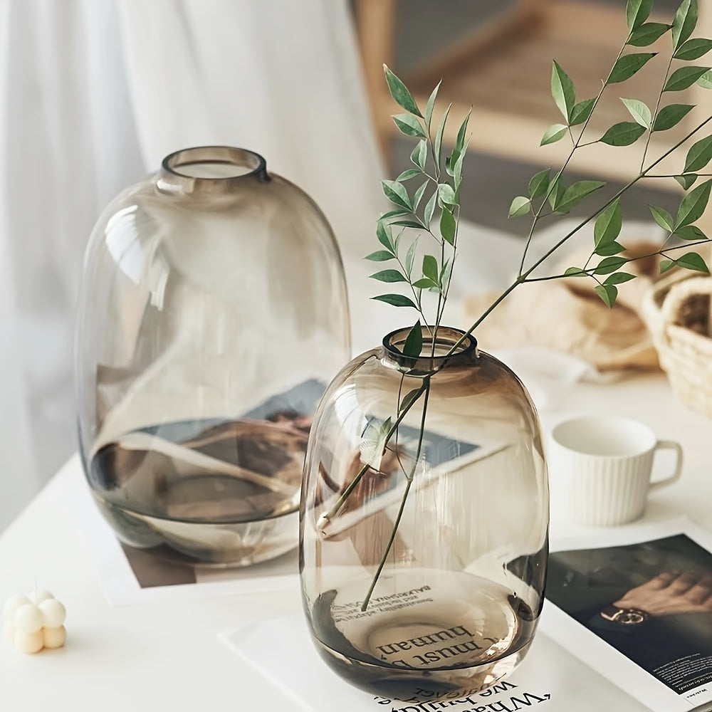 Vase élégant en verre – Teinte ambre, gris clair ou transparente pour fleurs à longues tiges