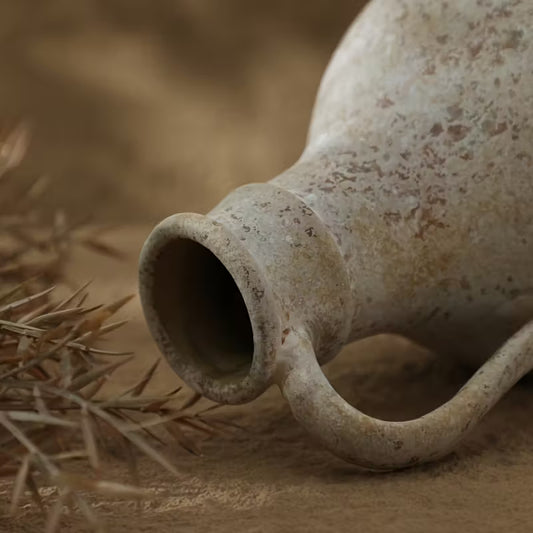 Vase décoratif en céramique – Style Wabi-Sabi artisanal et finition vieillie