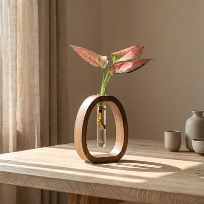 Vase décoratif design en verre et bois – Décoration intérieure moderne