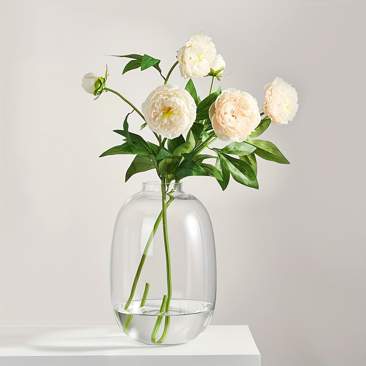 Vase élégant en verre – Teinte ambre, gris clair ou transparente pour fleurs à longues tiges