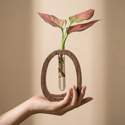 Vase décoratif design en verre et bois – Décoration intérieure moderne