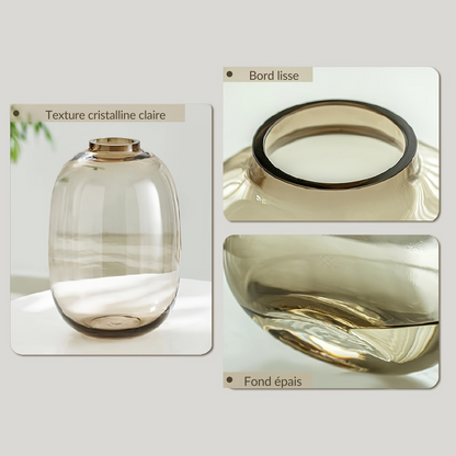 Vase élégant en verre – Teinte ambre, gris clair ou transparente pour fleurs à longues tiges