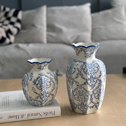 Vase décoratif en céramique – Porcelaine bleue et blanche au style raffiné
