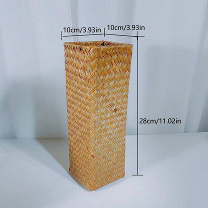 Vase décoratif en rotin tressé – Style vintage européen et charme naturel
