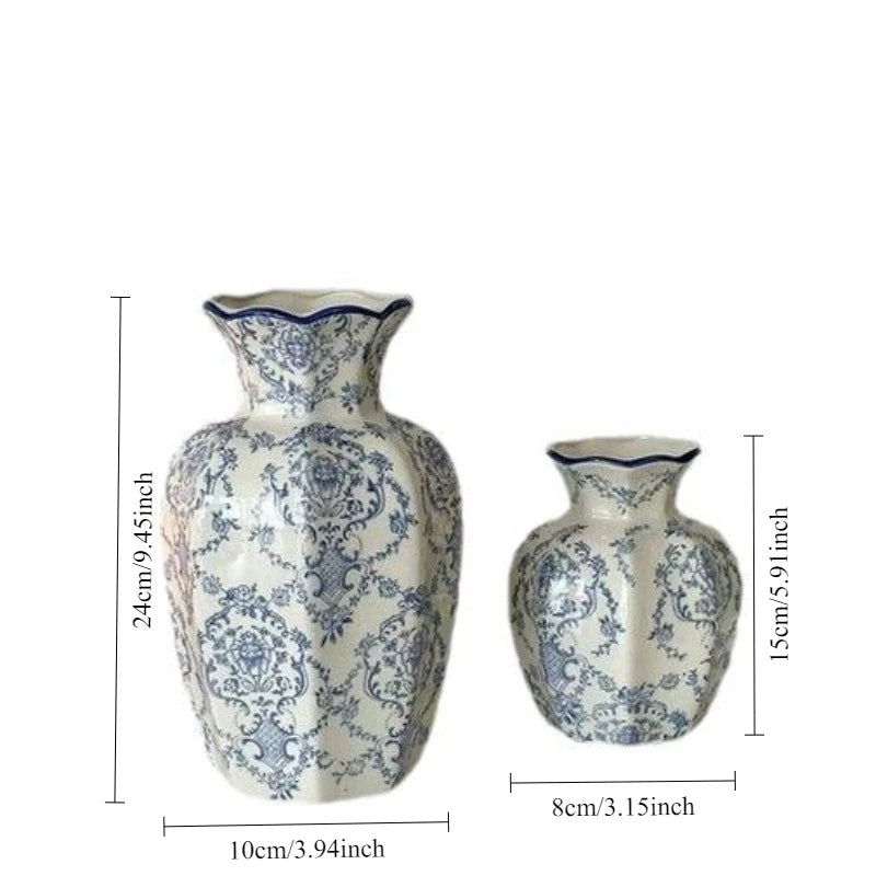 Vase décoratif en céramique – Porcelaine bleue et blanche au style raffiné