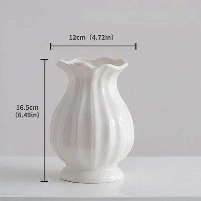 Vase décoratif en céramique blanche – Collection nordique minimaliste et élégante