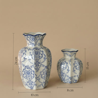 Vase décoratif en céramique bleue et blanche – Décoration intérieure moderne