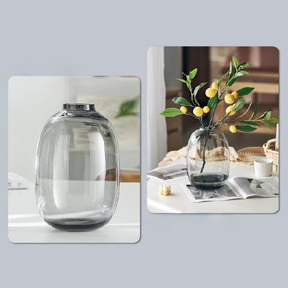 Vase élégant en verre – Teinte ambre, gris clair ou transparente pour fleurs à longues tiges